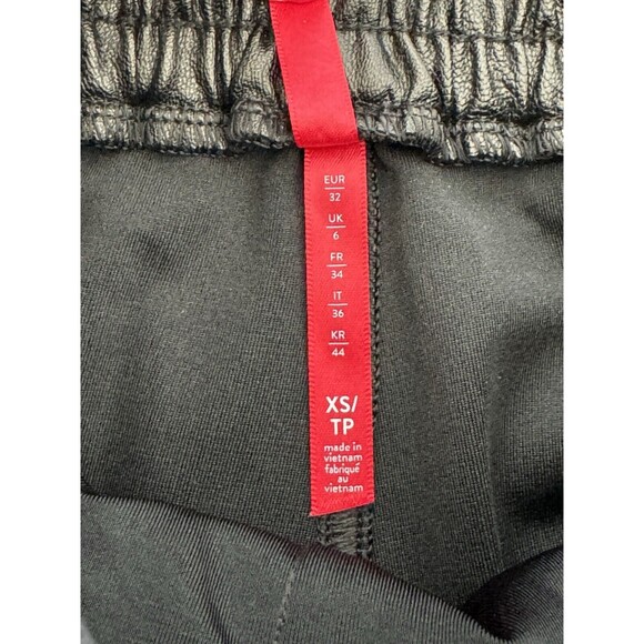 Spanx Faux Leather High Waist Jogger Pants Black‎ Size X-Small Edgy Date Sexy - Picture 10 of 13